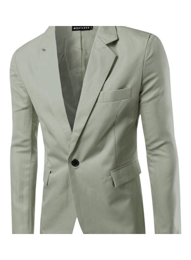 Men Slim Single Button Lapel Suit Simple Solid Color Large Size Casual Blazer Coat Khaki