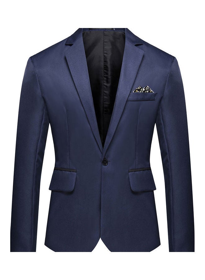 Men Solid Color Groomsman Single Row And One Button Suit Cotton Casual Coat Navy