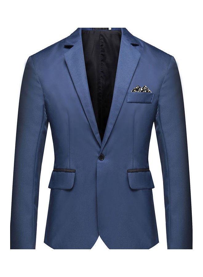 Men Solid Color Groomsman Single Row And One Button Suit Cotton Casual Coat Navy