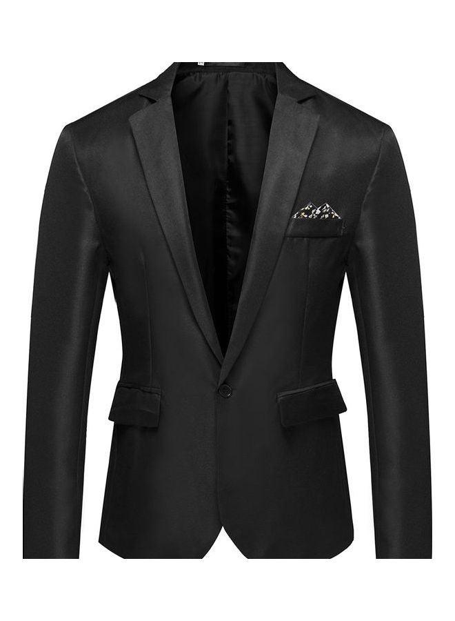 Men Solid Color Groomsman Single Row And One Button Suit Cotton Casual Coat Black