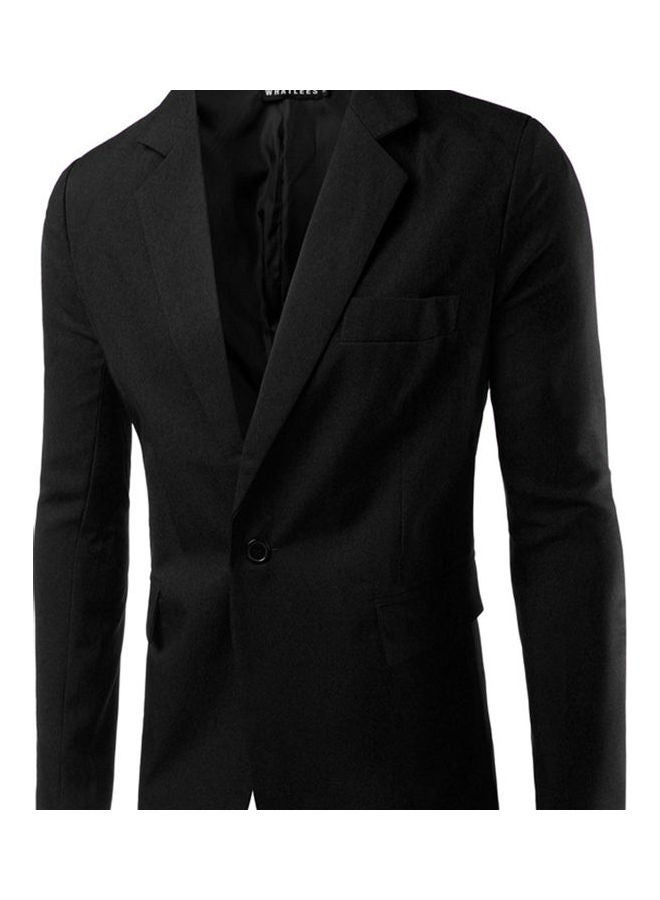 Slim Single button Lapel Suit Casual Blazer Coat Black