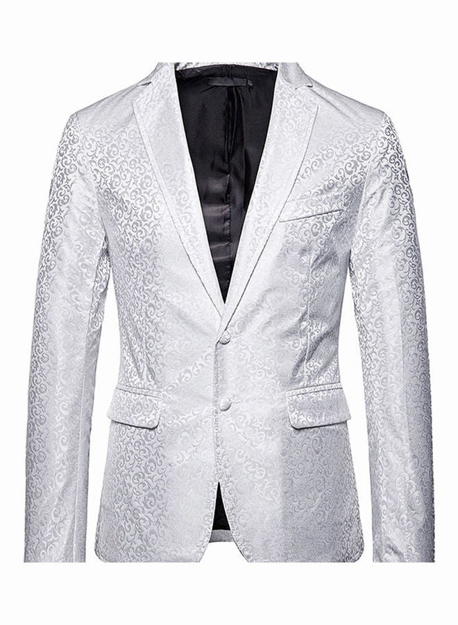 Suit Slim Type Large Size Embossed Craft Blazer white