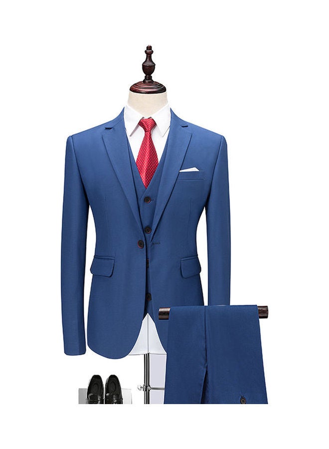 3 Piece Men Lapel V-neck Wedding Suit Formal Outfit blue