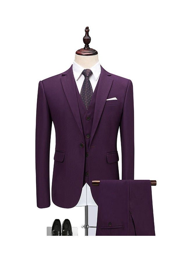 3 Piece Men Lapel V-neck Wedding Suit Formal Outfit purple