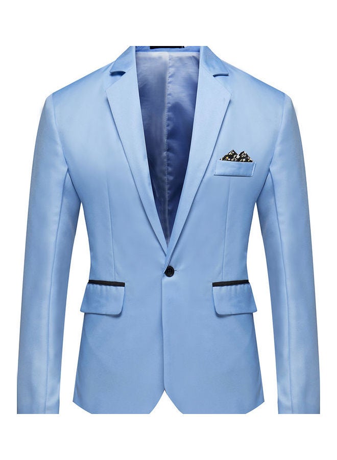 Groomsman Groom Single Row and One Button Cotton Coat sky blue