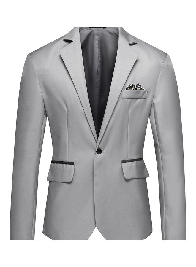 Solid Color Groomsman Groom Single Row and One Button Suit Cotton Casual Coat gray