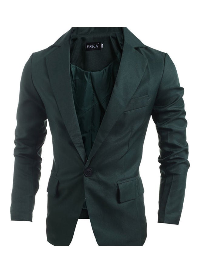 Single Button Lapel Casual Wedding Groom Coat Dark Green