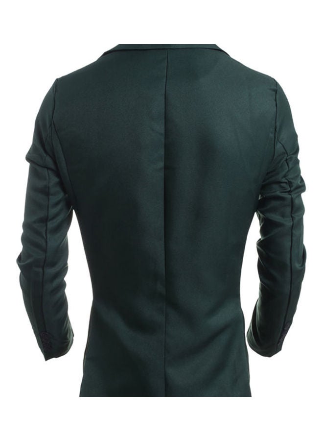 Single Button Lapel Casual Wedding Groom Coat Dark Green