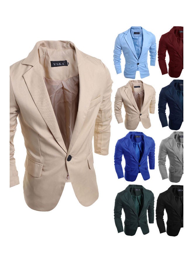 Men Slim Single Button Lapel Suit V-Neck Simple Solid Color Casual Wedding Groom Coat Gray