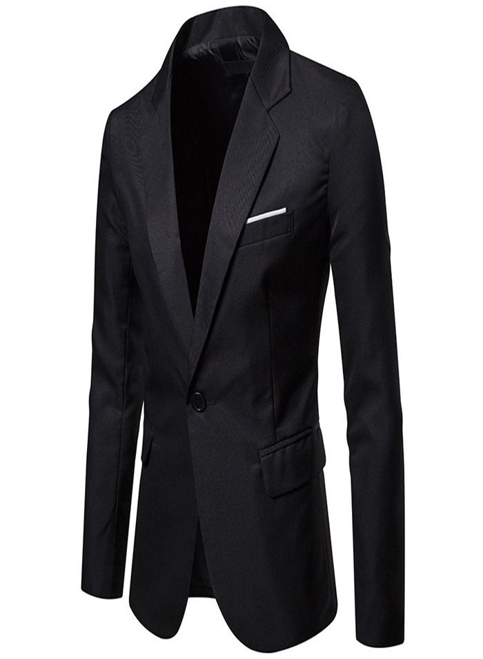 Men's British Fashion Solid Casual Suit Black