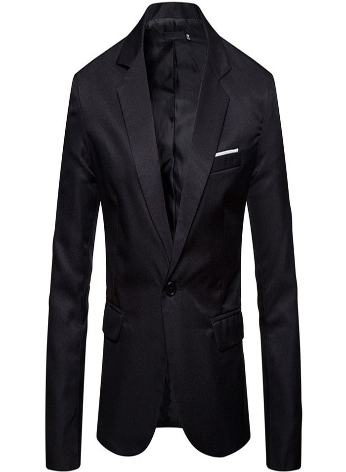 Men's British Fashion Solid Casual Suit Black