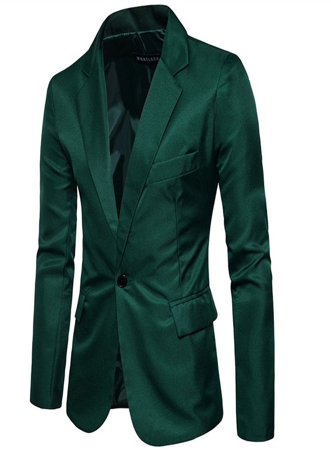 Men's Korean Slim Solid Suit Green