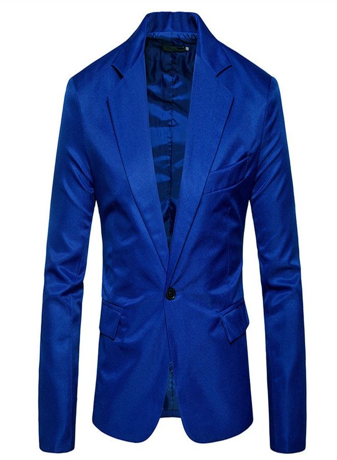 Men's Korean Slim Solid Suit Blue