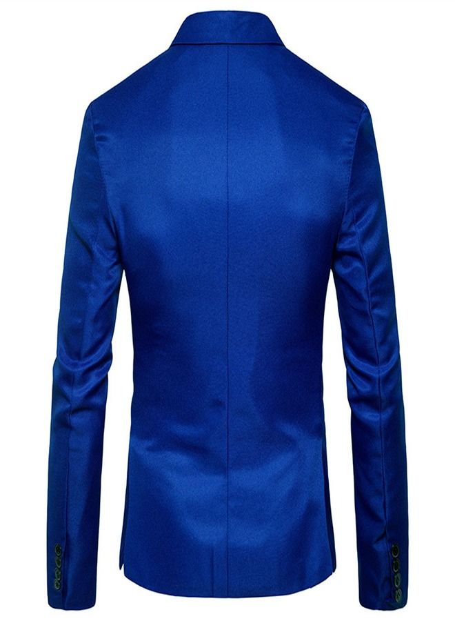 Men's Korean Slim Solid Suit Blue