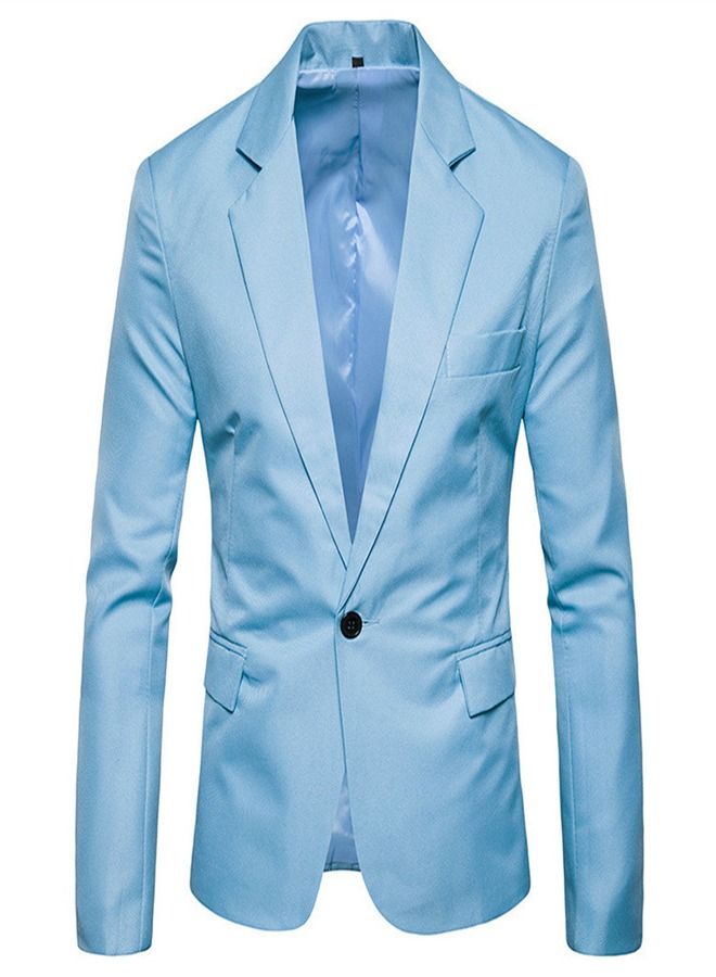 Men's Korean Slim Solid Suit Blue