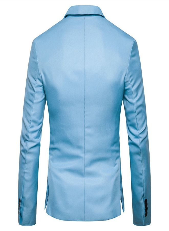 Men's Korean Slim Solid Suit Blue