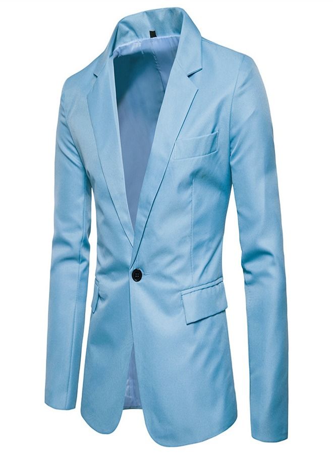 Men's Korean Slim Solid Suit Blue