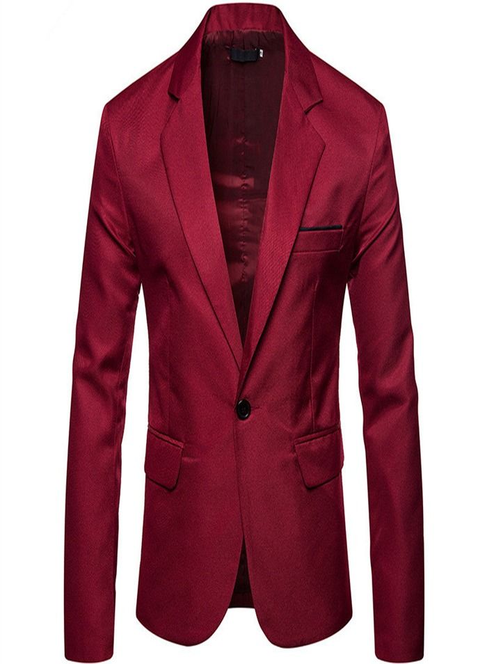 Men's British Fashion Solid Casual Blazer Red