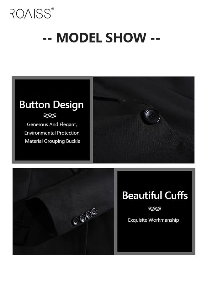 4Pcs Suit of Formal Clothes Men's Business Casual Coat Groomsman Suit Professional Dress Lapel Collar One Single-Breasted Buttons