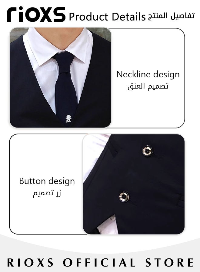 Men's Suit Vest,Causal Formal Waistcoat,V-neck Suit Vests,Four Buttons Blazer Slim Vest Top,Solid Color Single Breasted Business Suits Skinny Vest,Wedding Party Dress Waistcoat