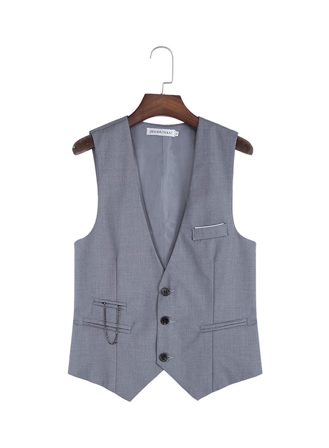 V Neck Waistcoat Grey