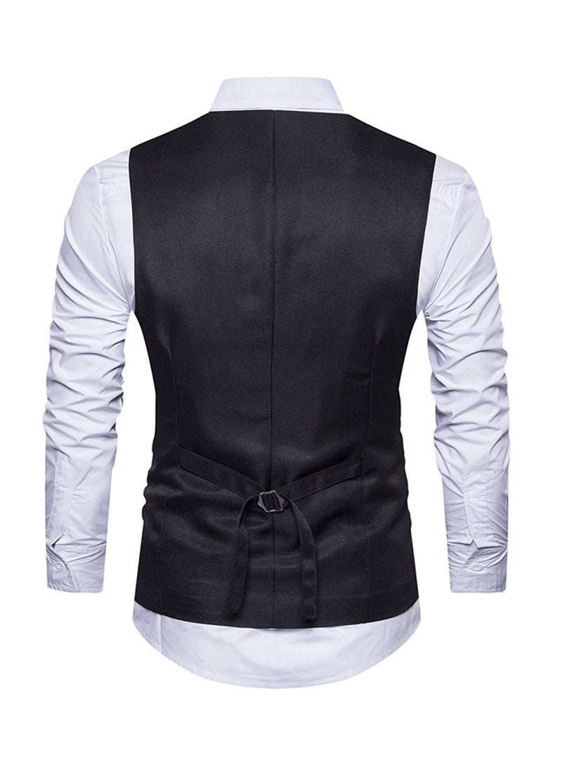 Embroidered Sleeveless Waistcoat Black