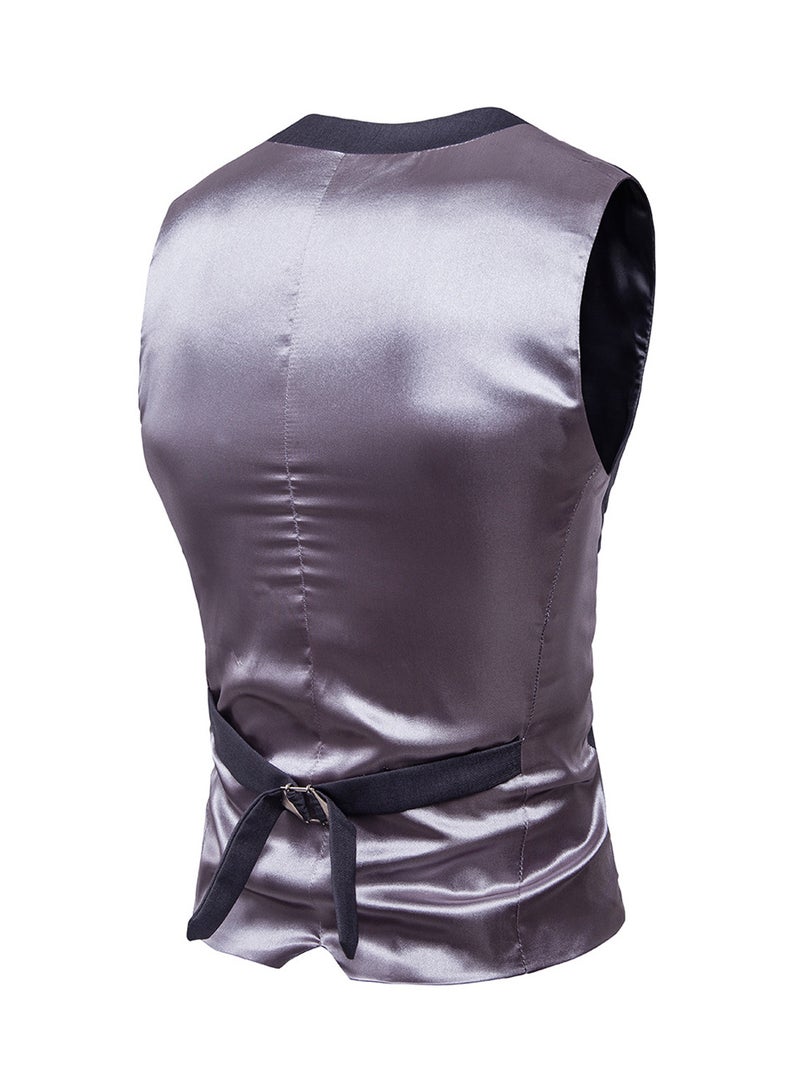 Solid Sleeveless Business Waistcoat Grey