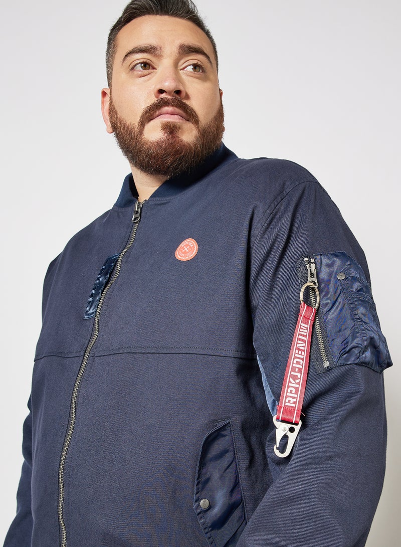 Plus Size Bomber Jacket Navy