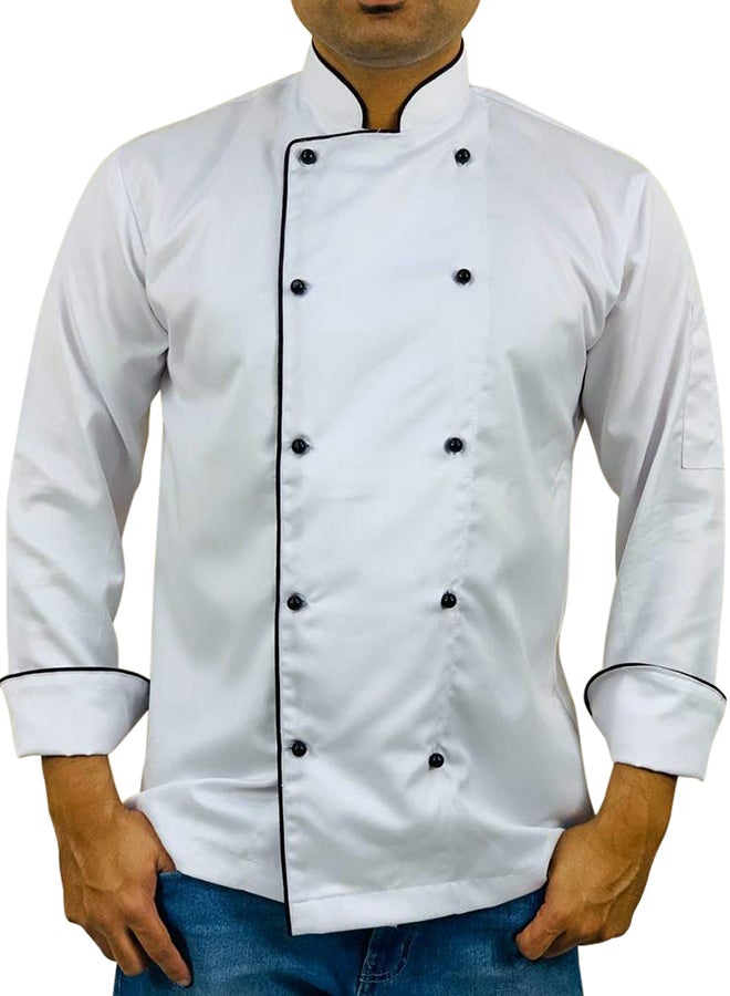 Chef Jacket With Black Pearl Button White