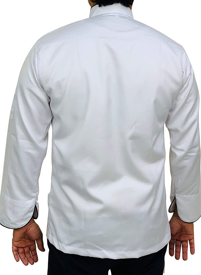 Chef Jacket With Black Pearl Button White