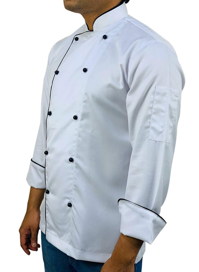 Chef Jacket With Black Pearl Button White