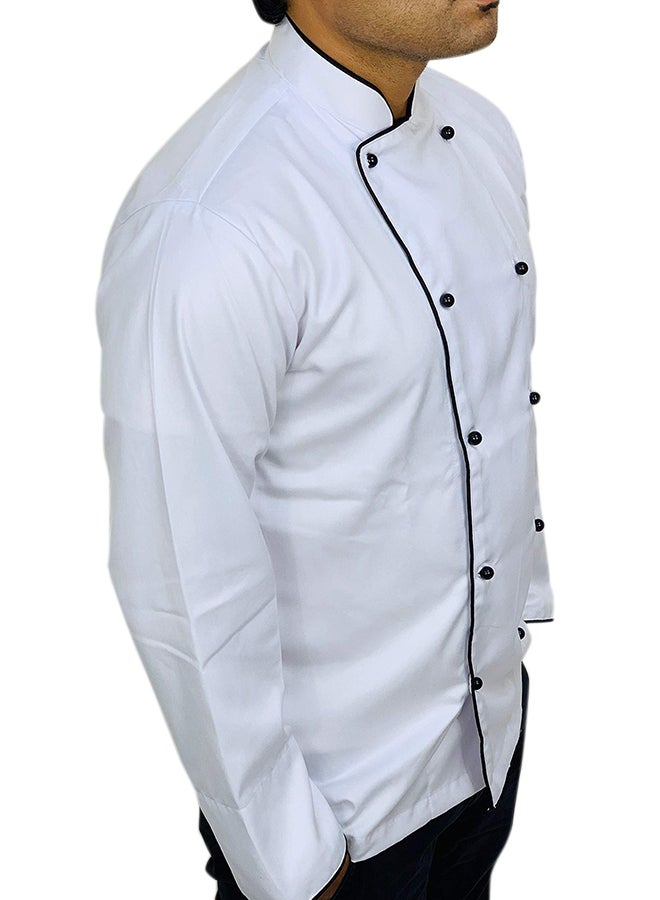 Chef Jacket With Black Pearl Button White