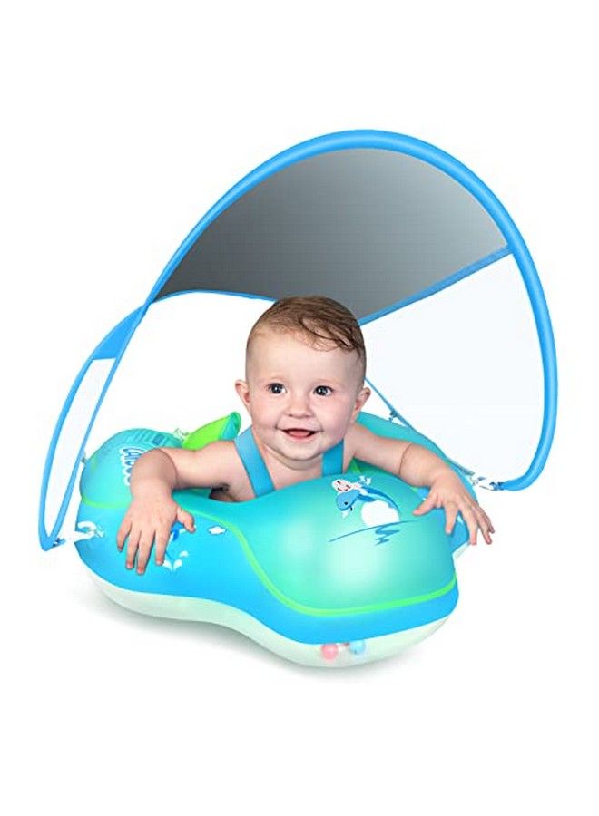 Baby Swimming Float Inflatable Baby Pool Float Ring Newest With Sun Protection Canopy Add Tail No Flip Over For Age Of 3 36 Months