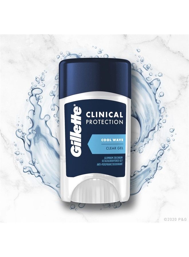 Clinical Strength Clear Gel Men's Antiperspirant and Deodorant, 72-Hour Sweat Protection, Cool Wave, #1 Clinical Brand For Men, 1.6 oz (Pack of 3)