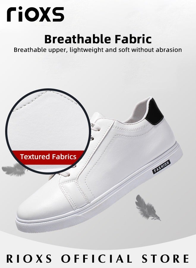 Men's Casual Low Top Sneakers, Chic Lace Up Lightweight Breathable Shoes, Fashionable Comfortable Flat Shoes with Non-slip Sole, Made with Water-resistant Faux Leather, Easy to Clean