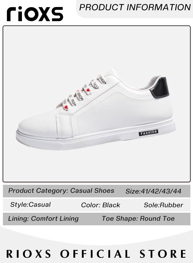 Men's Casual Low Top Sneakers, Chic Lace Up Lightweight Breathable Shoes, Fashionable Comfortable Flat Shoes with Non-slip Sole, Made with Water-resistant Faux Leather, Easy to Clean