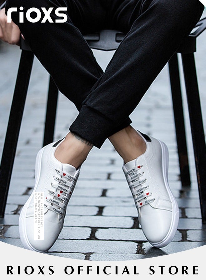 Men's Casual Low Top Sneakers, Chic Lace Up Lightweight Breathable Shoes, Fashionable Comfortable Flat Shoes with Non-slip Sole, Made with Water-resistant Faux Leather, Easy to Clean