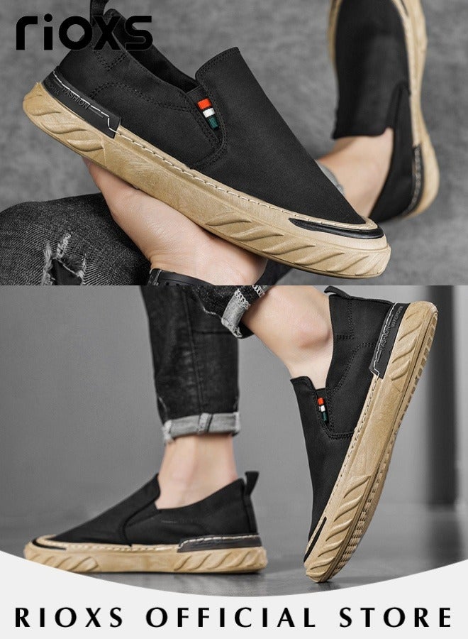 Men's Classic Canvas Low Top Sneakers Lightweight Breathable Casual Shoes Fashion Comfortable Flat Shoes