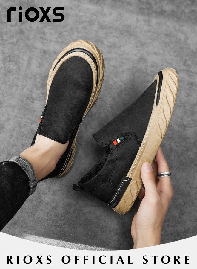 Men's Classic Canvas Low Top Sneakers Lightweight Breathable Casual Shoes Fashion Comfortable Flat Shoes