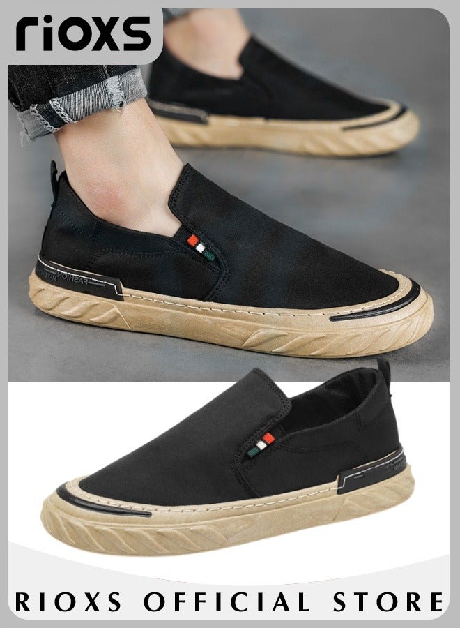 Men's Classic Canvas Low Top Sneakers Lightweight Breathable Casual Shoes Fashion Comfortable Flat Shoes