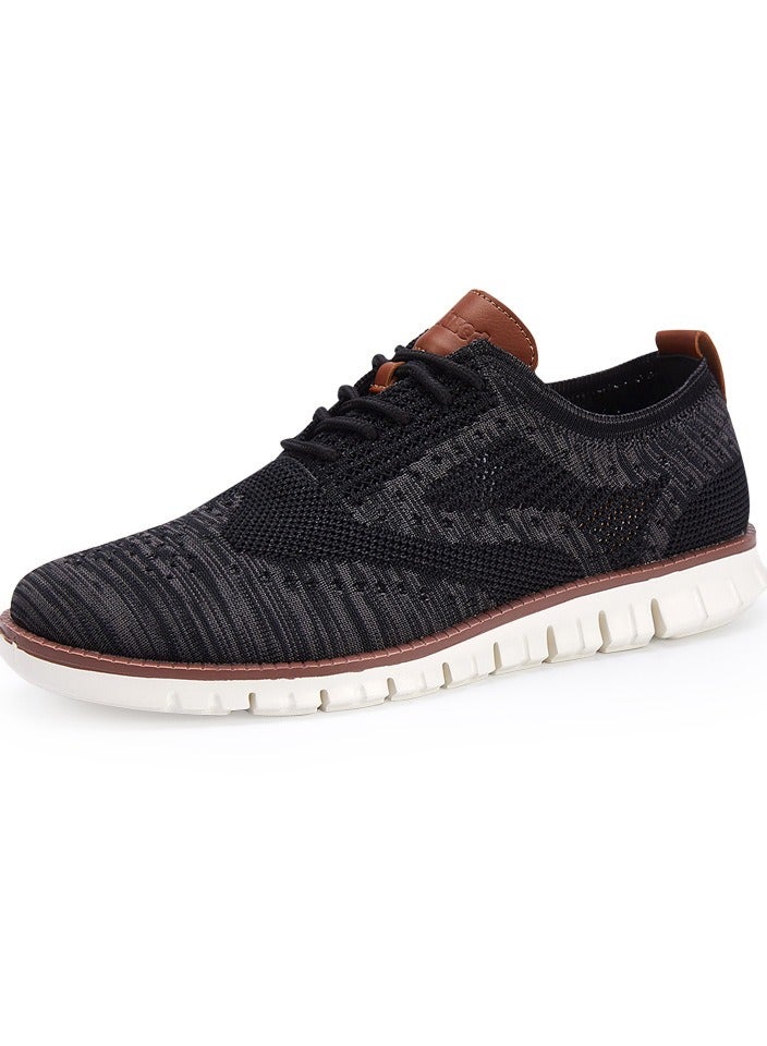 Retro Knitted Lace Up Flat Bottomed Casual Men's Shoes