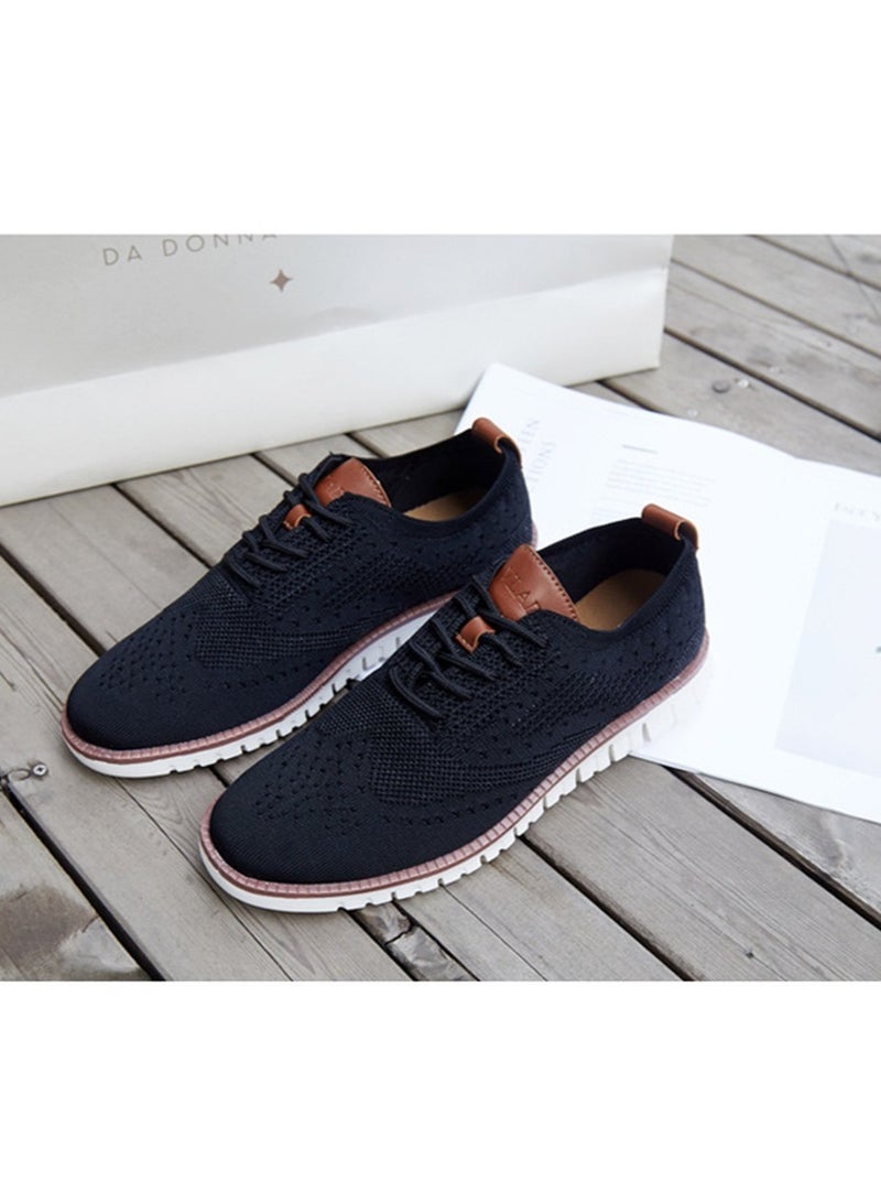 Retro Knitted Lace Up Flat Bottomed Casual Men's Shoes