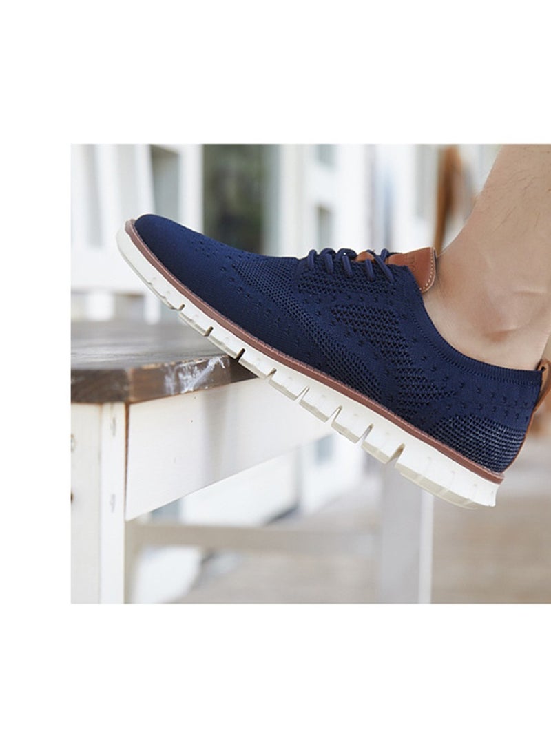 Retro Knitted Lace Up Flat Bottomed Casual Men's Shoes