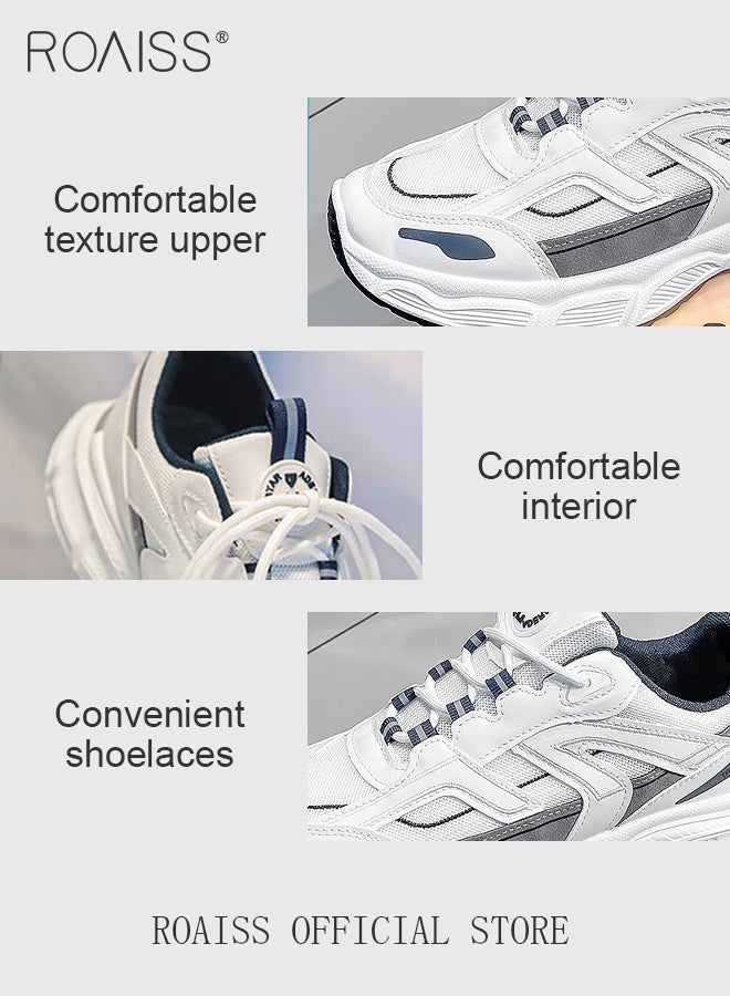 Breathable Mesh Chunky Sneakers for Men Casual and Versatile Outdoor Running Shoes Stylish Lace up Low Top Shoe