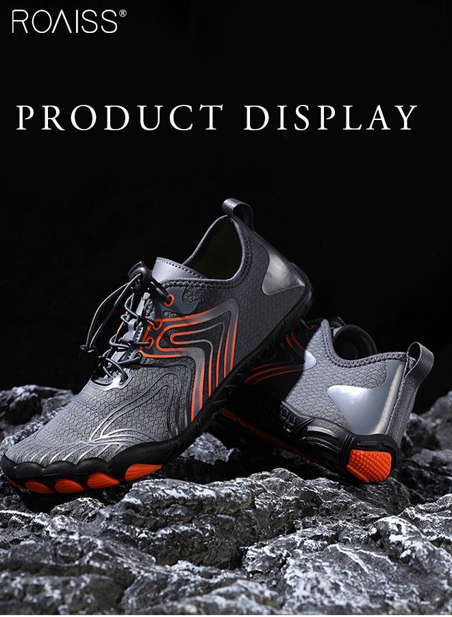 Adult Men Outdoor Water Beach Shoes Quick Dry Aqua Barefoot Water Shoes Soft Soled Non Slip Diving Shoes Fashion Pattern Exercise Fitness Shoes for Snorkeling Surfing Kayaking Beach Walking Yoga