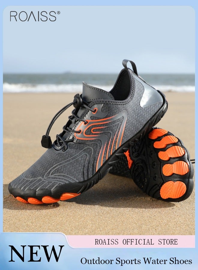 Adult Men Outdoor Water Beach Shoes Quick Dry Aqua Barefoot Water Shoes Soft Soled Non Slip Diving Shoes Fashion Pattern Exercise Fitness Shoes for Snorkeling Surfing Kayaking Beach Walking Yoga
