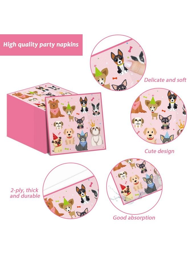 98Pcs Dog Birthday Party Decorations Puppy Tableware Set Plates Napkins Pink Dog Theme Tablecloth For Girls Birthday Lets Pawty Party Supplies Kit Pet Dog Table Cover Dinnerware Paw Print Party Favors