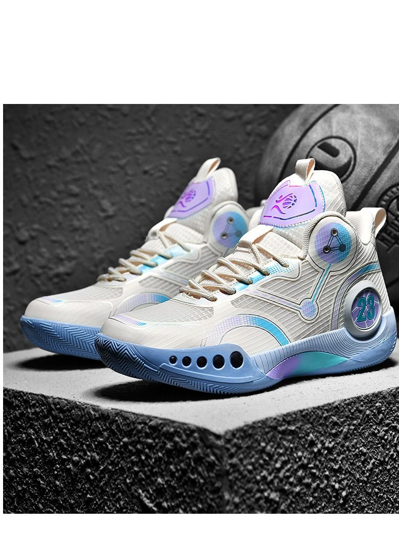 Basketball Shoes Breathable Non-slip Wear Resistant Shock Absorbing Sneakers Purple