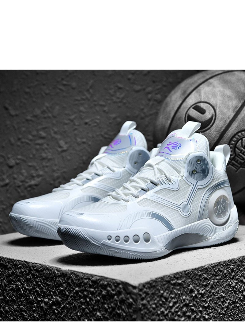 Basketball Shoes Breathable Non-slip Wear Resistant Shock Absorbing Sneakers Grey