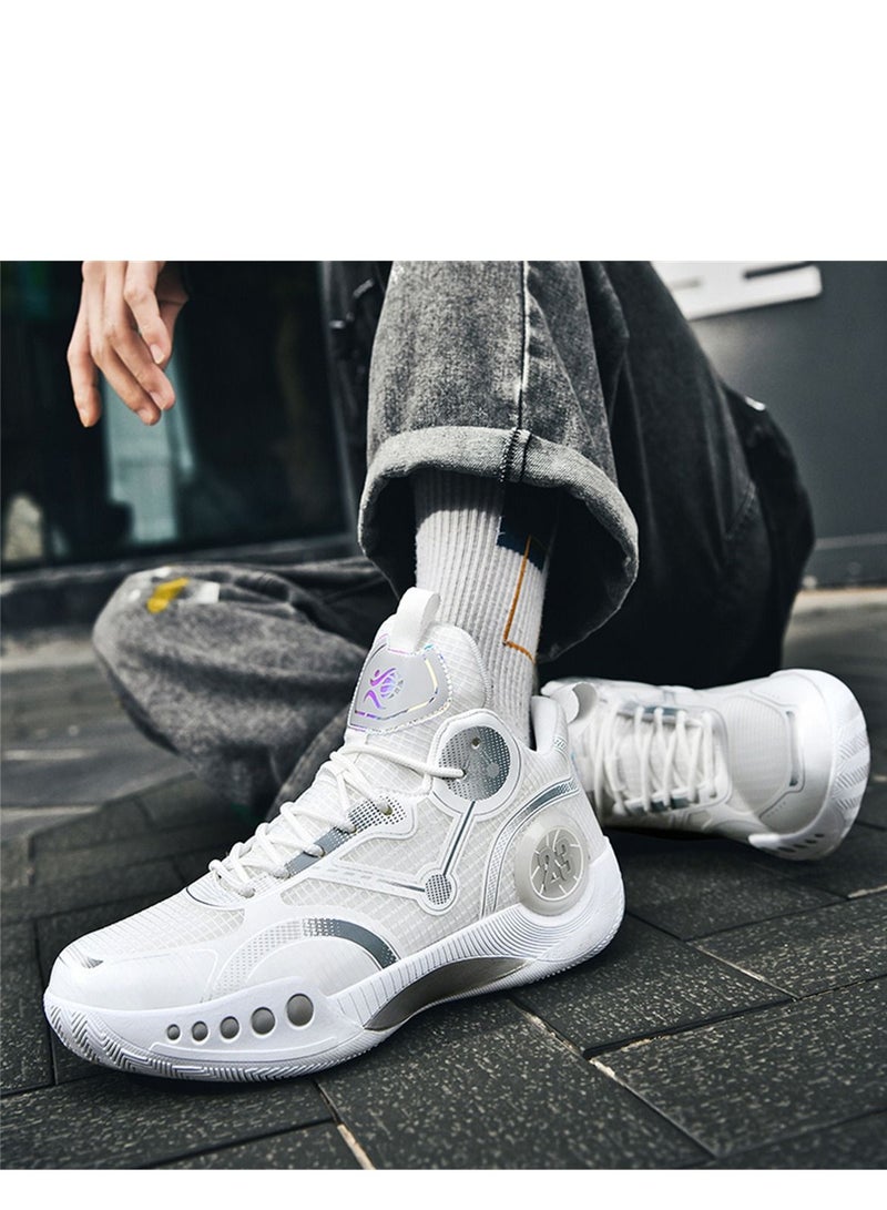 Basketball Shoes Breathable Non-slip Wear Resistant Shock Absorbing Sneakers Grey